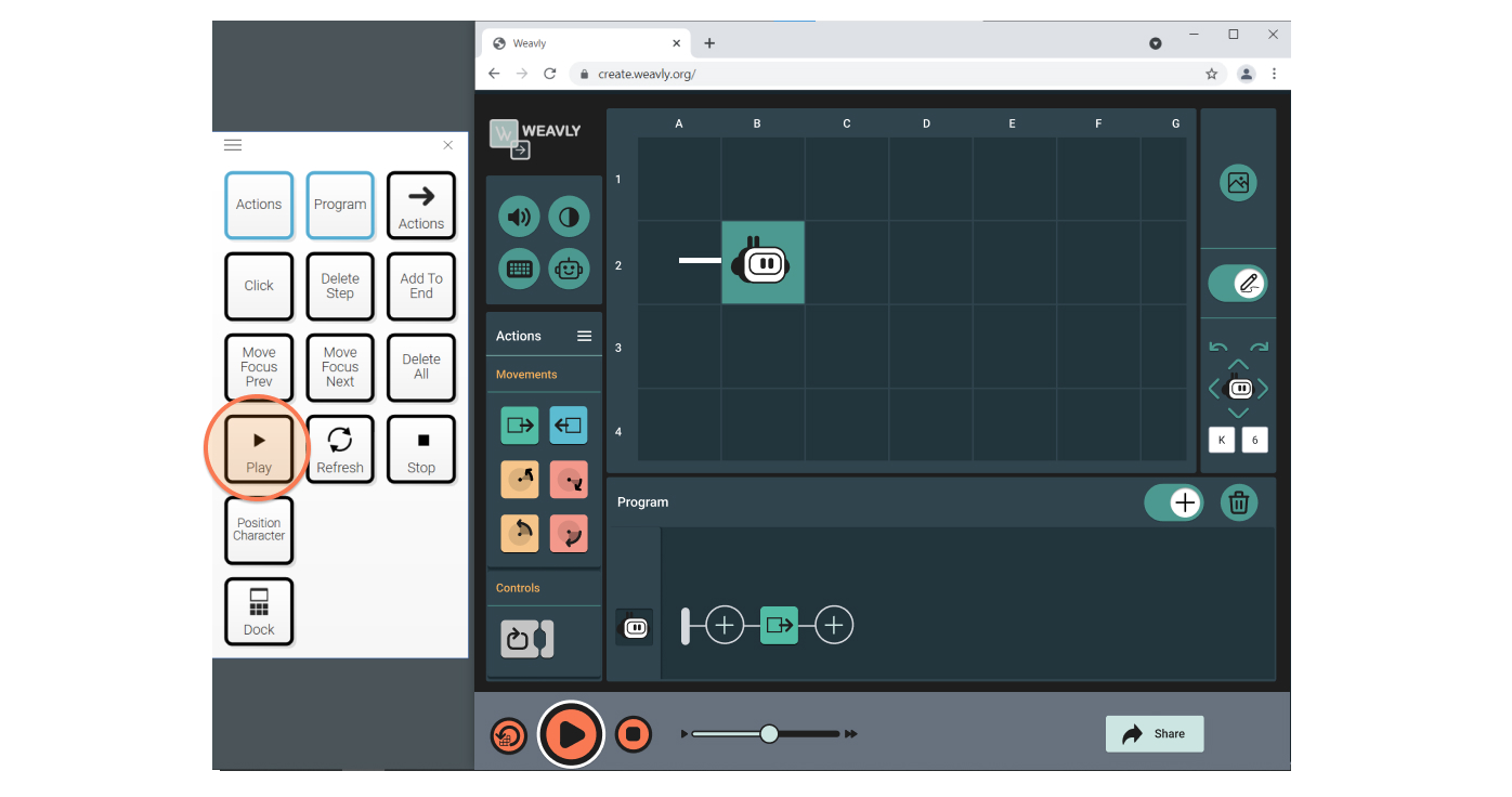 Selecting Play key to play the program. 